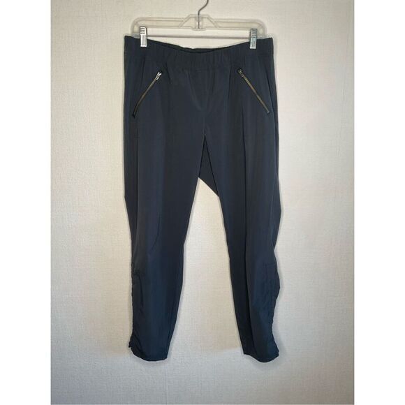 Athleta Aspire Pants Dark Gray Cinch Ankle Jogger Style Zipper Pockets Sz‎ 12 - Picture 3 of 14